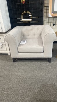 Gwen Stain Resistant Fabric Chesterfield Chair, Light Gray by Abbyson