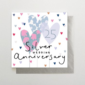 Stop The Clock -card- silver wedding anniversary balloons-HA31