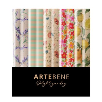 Artebene -Lavender Love Lemons Kraft Roll Wrap Assort 70 x300cm - 140569