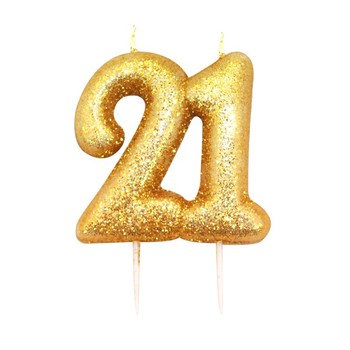 GLITTER GOLD AGE 21 CANDLE