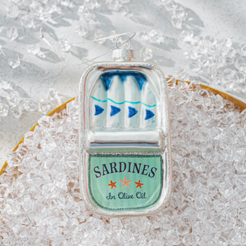 BLUE SARDINE GLASS BAUBLE