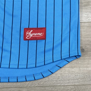FW18 Supreme Vertical Logo Baseball Jersey Blue/Yellow - view 6