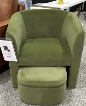 SYMONE GREEN ACCENT CHAIR WITH OTTOMAN