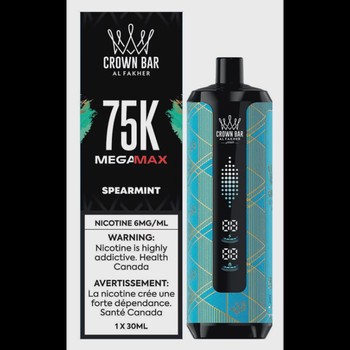 Al Fakher Crown Bar Mega Max 75K Al Fakher Crown Bar Mega Max 75K - Spearmint