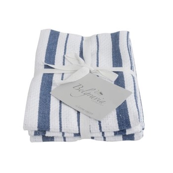BELGRAVIA BASKETWEAVE  BLUE TEA TOWELS - SET OF 2