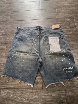 Purple Blue Paint Denim Shorts • Pre-Owned [7468] - view 2