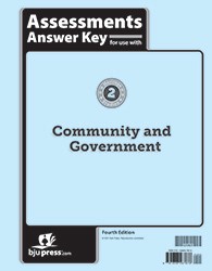 Used BJU Community and Government 2 Assessments Answer Key