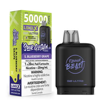 Level X Flavour Beast Sour Gushin' G2 Ultra 50K Pod - S. Blueberry Grape