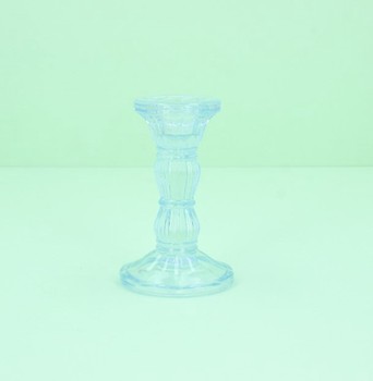GLASS CANDLE HOLDER - PASTEL BLUE