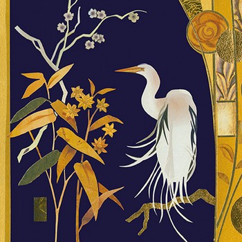 Paper Rose - Heron on Navy Background Card - STG375