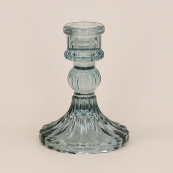 GLASS CANDLE HOLDER - BLUE