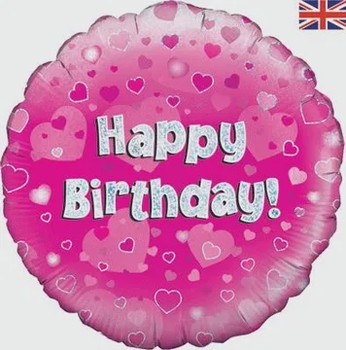 Oaktree - 18" Happy Birthday Pink Holographic Balloon - 227512