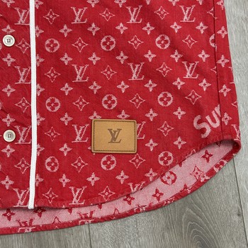 Supreme x Louis Vuitton Jacquard Denim Baseball Jersey Red - Pre-Owned - view 5