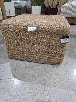 Square Braided Jute Pouf