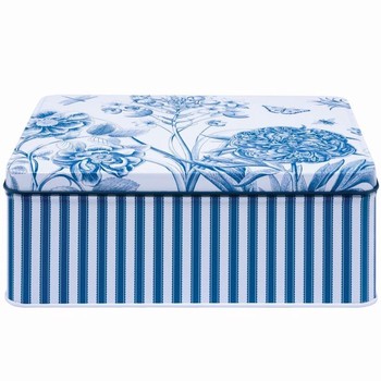 SANDERSON ETCHINGS AND ROSES DEEP RECTANGULAR TIN