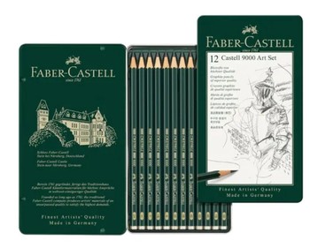 West Design - Castell 9000 Art Set of 12 Pencils (8B,7B,6B,5B,4B,3B,2B,B,HB,F,H,2H) - FC119065