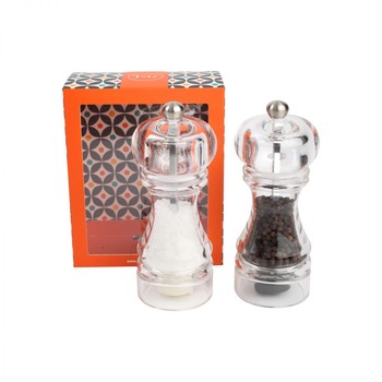 ACRYLIC CAPSTAN SALT & PEPPER MILL SET - 145MM