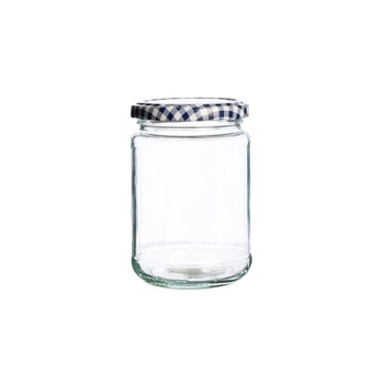 KILNER TWIST LID GLASS JAR 370ML - BLUE/WHITE