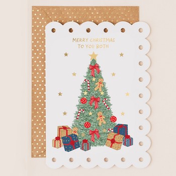 Apple & Clover - Christmas tree card to you both with scalloped edge - BR097