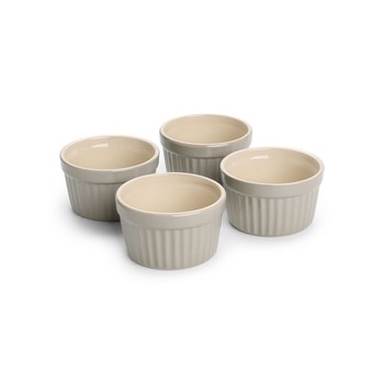 CLASSIC GLAZED SOFT GREY 9CM RAMEKINS - SET OF 4