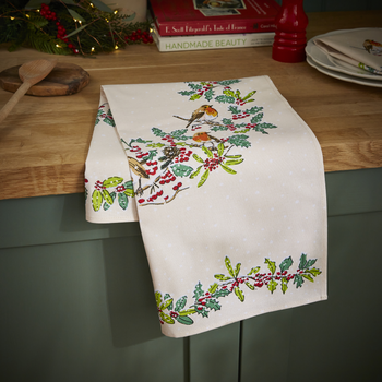 CHRISTMAS ROBINS COTTON TEA TOWEL