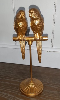 Metal gold parakeet sculpture