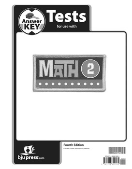 Used BJU Math 2 Tests ANS Key 4TH ED