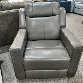 Rhodes Leather Manual Recliner, Gray
