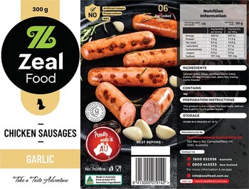 Zeal Chicken Garlic Sausages 300g