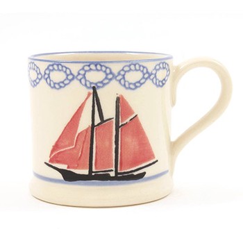 BRIXTON POTTERY SMALL MUG - RED BOAT SAILING
