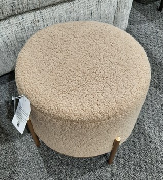 Zanella Cream Upholstered Sherpa Stool
