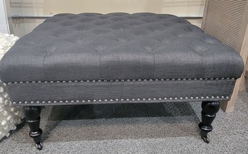 Isabelle Charcoal Square Tufted Ottoman