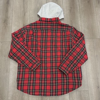 FW23 Supreme Tartan Flannel Hooded Shirt 'Red' • Pre-Owned [5724] - view 7