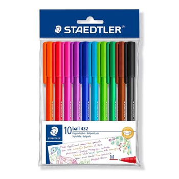 Staedtler Stick 430 Stick rainbow ballpoint pen medium 10 assd colours