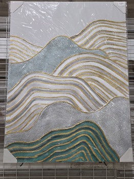 Gold Kissed Geometric Waves Canvas