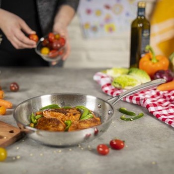 KUHN RIKON ALLROUND UNCOATED STAINLESS STEEL FRYING PAN - 24CM