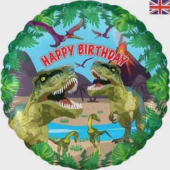 Oaktree - 18" Jurassic Dinosaur Happy Birthday Metallic Balloon - 229790