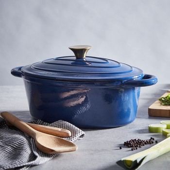FOUNDRY OVAL CAST IRON CASSEROLE - LIMOGES BLUE