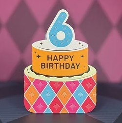 Heyyy Cards -Age 6 Birthday Card - Mini Die Cut-MM-006