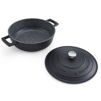 MASTERCLASS NON STICK SHALLOW CASSEROLE - 24CM/2.5 LITRE - MATT BLACK