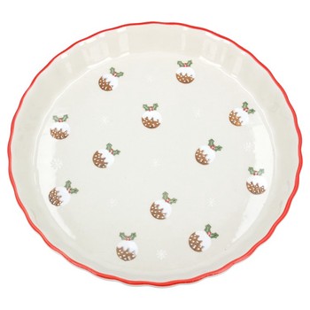 CHRISTMAS PUDDING CERAMIC FLAN DISH