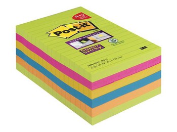 Post-it XXL Lined Notes 102 x 152mm Assorted Neon Colours 660N