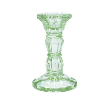 GLASS CANDLE HOLDER - PASTEL GREEN