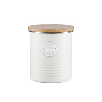 CREAM SUGAR CANISTER WITH BAMBOO LID