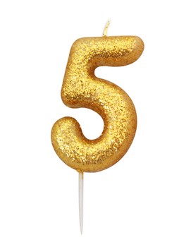 GOLD GLITTER AGE 5 CANDLE