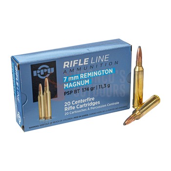 PPU Rifle line ammunition 7mm Rem Mag PSP BT 174gr