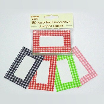 GINGHAM JAMPOT LABELS - PACK OF 80