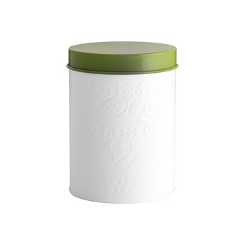 WHITE EMBOSSED TEA CANISTER - IN THE FOREST
