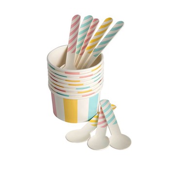 PAPER ICE CREAM CUPS AND SPOONS - PACK OF 8