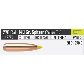 Nosler Ballistic Tip Hunting .27 Cal .277" 140gr Projectiles X50